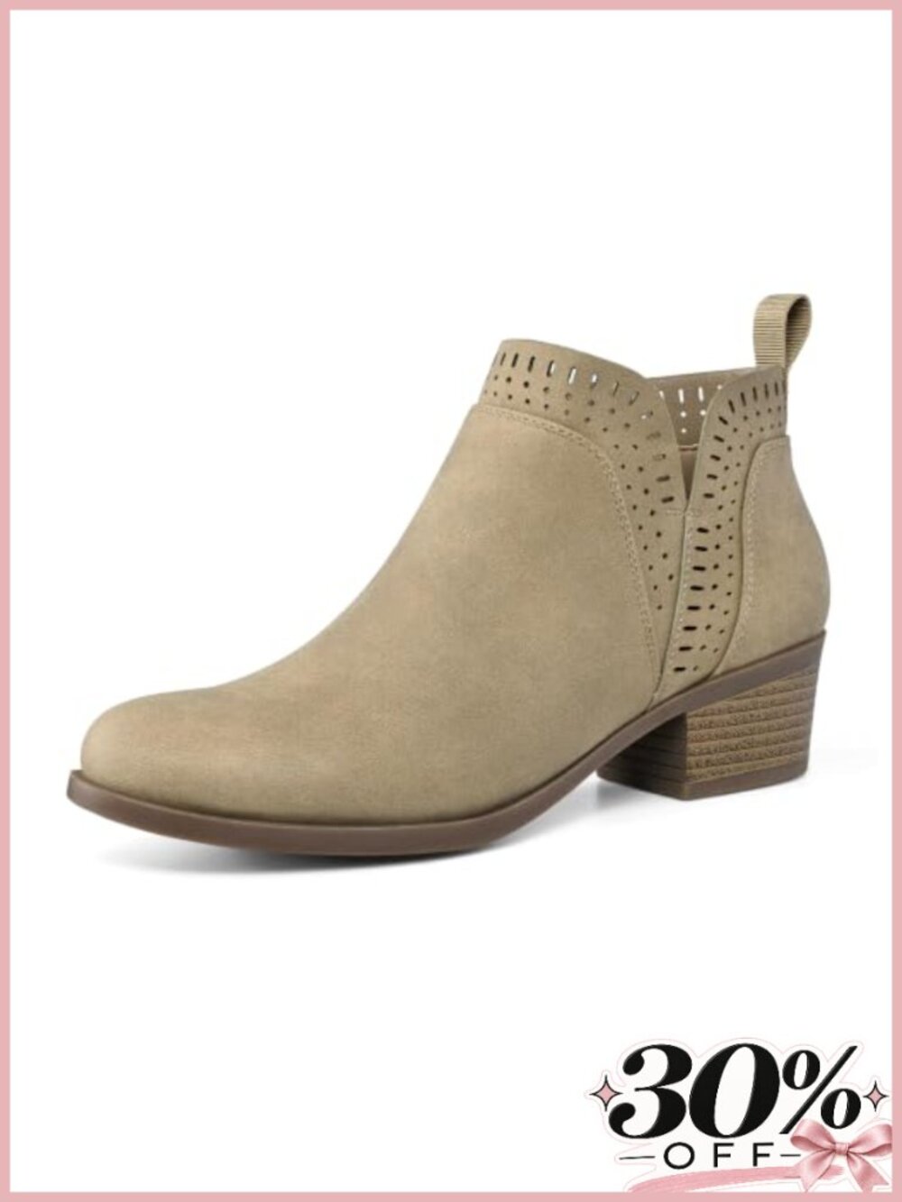 Women's Ankle Boots Chunky Block Heel Booties Side Zipper PU